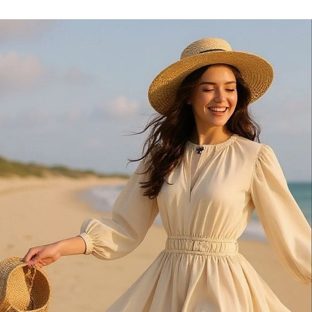 J.Crew Long-sleeve smocked-waist midi dress in lightweight chino